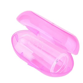 AKOAK 1 Pack Useful Baby Finger Toothbrush Soft Silicone Baby Training Toothbrush with Storage Box, Baby Teeth Cleaning Massage Oral Care (Pink)
