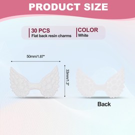 PATIKIL 30Pcs Angel Wings for Crafts, Glitter Mini Angel Wings Ornament Fabric Wings Sew on Doll Patches Embellishment for Hair Accessories DIY Crafts, White