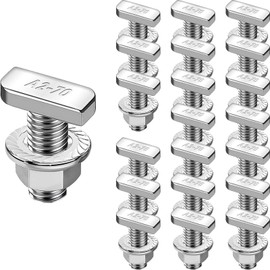 Hammer Head Screws M10 x 25 Stainless Steel A2-70 with Flange Nuts - Pack of 20 for PV Solar Mounting Rails, Greenhouse and Photovoltaic Assembly, Excellent Rust and Corrosion Resistance Performance