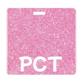 Akilibiely Pink PCT Badge Buddy Card Holder Badge Buddies Reel Bling Identification Tags for Hospital Medical Nursing Student Work Glitter ID Name Cards Horizontal Nurse Accessories