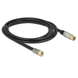 DELOCK Cable F Plug to IEC Socket RG-6/U Quad Shield 5 m Premium Black