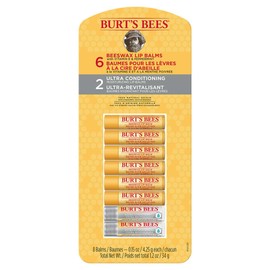 Burt’s Bees 100% Natural Moisturizing Lip Balm, Ultra-Conditioning Lip balm- 2 Pack & Vitamin E and Peppermint Lip Balm- 6 Pack