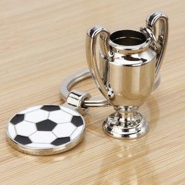 ARFUKA Keyring Football Trophies Car Key Ring Christmas Birthday Gift for Men and Women, silver