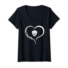 Womens Poudre Impalas Logo Half Heart Slogan HS V-Neck T-Shirt