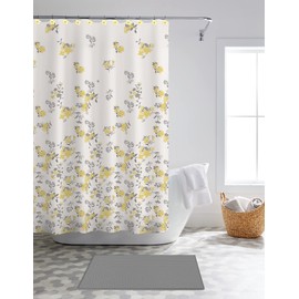Pure Bath Floral Garrison 14 Piece Shower Curtain Set with Noodle Bath Rug