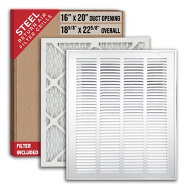 Fits 16x20 Duct Opening | Filter Included Steel Return Air Filter Grille by Handua [Removable Door] for 1-inch Filters | Vent Cover Filter Grill | White | Outer Dimensions: 18 5/8"W X 22 5/8"H