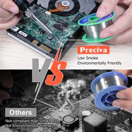 Preciva 927II Digital Soldering Station Kit, 60W High Power with 5 Extra Iron Tips, 2 Helping Hands, Lead-Free Solder, Solder Sucker, Tip Storage Slots, Tip Cleaner, °C/°F Conversion, Auto Sleep