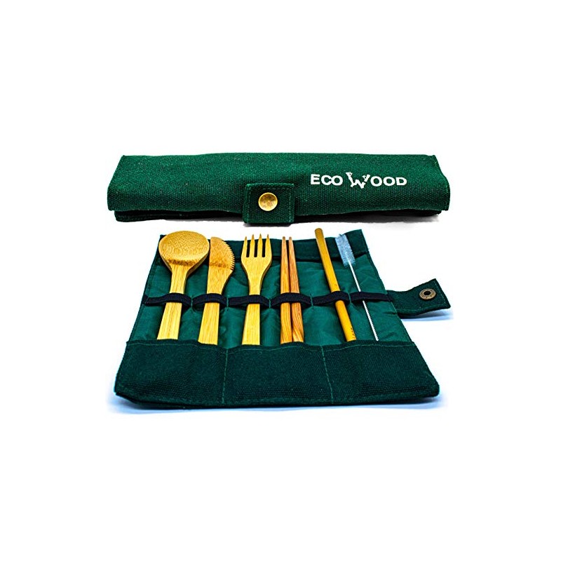 Ecowood® Juego de Cubiertos de Bambú - Incluye 7 Piezas