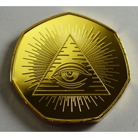 FREEMASONS, MASONIC 24ct Gold Commemorative Coin Albums/50p Collectors, Coin Hunt. Square & Compasses, All Seeing Eye, Illuminati
