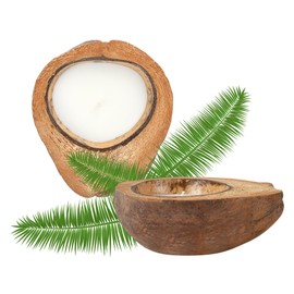 Restaurantware - Coco Casa 6.5 x 2.5 Inch Coconut Shell Candles, 10 Hand Poured Coconut Bowl Candles - Jasmine Fragrance, Double Wax Blend, Soy Wax Scented Candles, Wooden Wick,