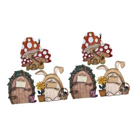 Kisangel 2sets Wooden Fairy Door Garden Decor Outdoor Fairy Doors for Trees House for Garden Miniature Decoration 3pcs*2