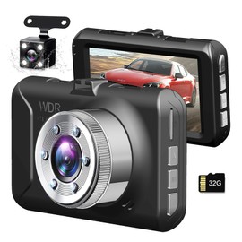 Car Dash Cam, Front and Rear Dual Recording Miniature Dual Dash Cam - 1296P Full HD, 170° Wide Angle, 3.0" IPS Screen, WDR, 32GB SD Card Included