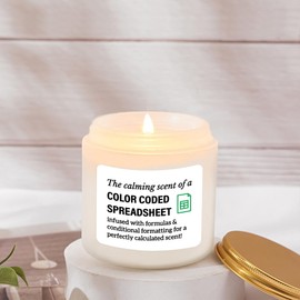 Vellsenne Accountant Gifts for Women Men Candle - Funny Spreadsheet Gifts for Accountants CPA Boss The Calming Scent of A Color Coded Spreadsheet Soy Candle 4oz