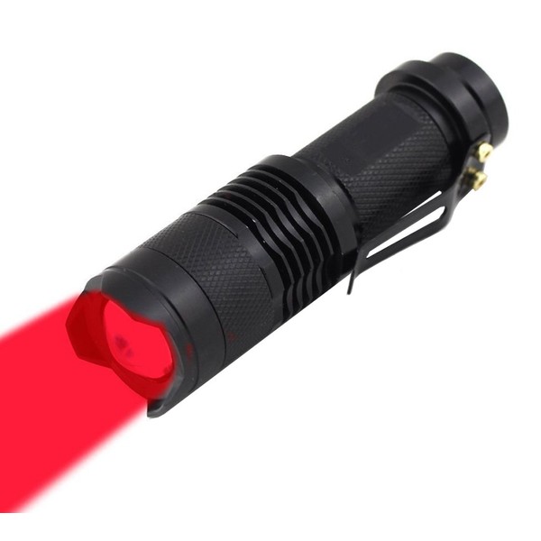 High Power One Mode Red LED Flashlight, Powerful Single Mode Red Flashlight, Red Light Flashlight Red LED Red Light Torch For Astronomy, Aviation, Night Observation-Black