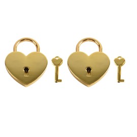 Heart Shaped Lock, 2 Sets Zinc Alloy Mini Heart Padlock with Keys, Small Anti-Theft Lock for Luggage, Journal, Book, Jewelry Box, Gold