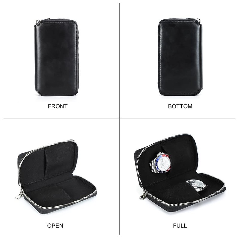 CONTACT'S FAMILY Watch Storage Case, Leather Watch Pouch, Genuine Leather