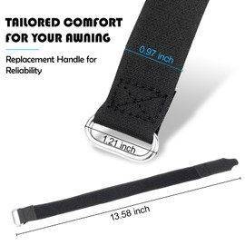 EAORBD RV Awning Arm Safety Strap for 1" x 13" Camper Awning Strap, Velcro Awning Straps, Fixed Awning Straps for Protection Awnings, Black - 2 Pieces (Black, 1" x 13")