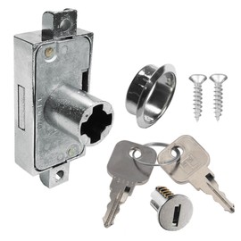 cyclingcolors Turning Bar Lock Furniture Lock Key Cabinet Lock Screw-On Lock Door Left Right Nickel-Plated