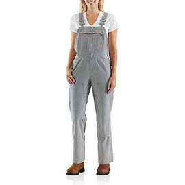 Carhartt Women's Relaxed Fit Denim Railroad Stripe Bib Overall, XL Petite