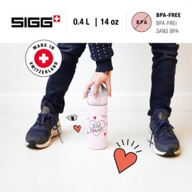 SIGG Girl Power Children's Water Bottle (0.4 L), Non-Toxic Children's Bottle with Leak-Proof Lid, Aluminium Water Bottle with Straw, Pink