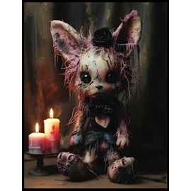 Gothic Pastel Stuffed Bunny Voodoo Doll, Design 4 (WIDE RULED NOTEBOOK): Embrace the Dark Whimsy and Unleash Your Creativity