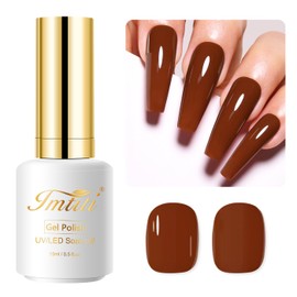 Imtiti Brown Gel Nail Polish, 15ML Chocolate Brown Soak Off LED UV Polish for Autumn Winter, DIY Nail Art Starter Manicure Salon Kit