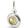 Infinite U Silver Hollow Skeleton Steel Mechanical Movement Pocket Watch