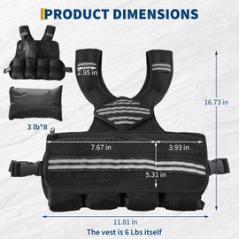 Adjustable Weighted Vest for Men, 6-30 Lbs Body Weight Vest with Reflective Stripe and Mesh Pocket, Workout Gear for Walking, Jogging and Strength Training