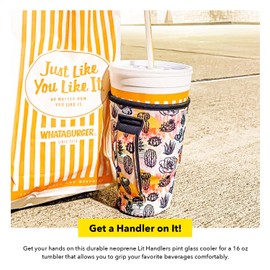 Lit Handlers Pint Glass Sleeve -Neoprene Cup Holder with Handle & Pocket for Pint Cup -Machine Washable & Reusable Covers- Insulated, Water Resistant & Snug Fit Beer Cooler(Serape w/Leopard)