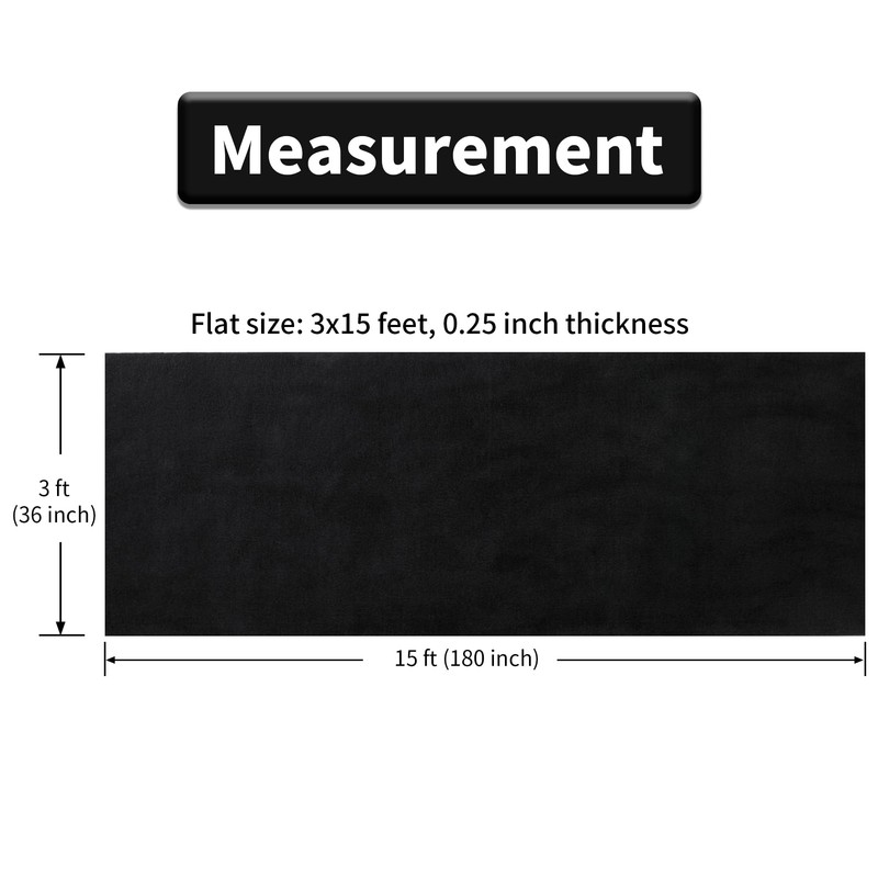 HOMBYS 450 GSM Extra Thick 3x15 ft Black Carpet Runner