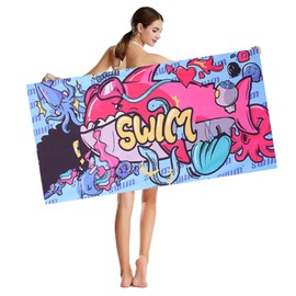 Toalla de Playa,70 * 150cm Toalla para Viajes de Fibra Extrafina,Altamente Absorbente,Secado Rápido,Multicolor,Extra Grande con Lindo Estampado para Bañarse,Nadar,Playa,Acampar (Océanos)