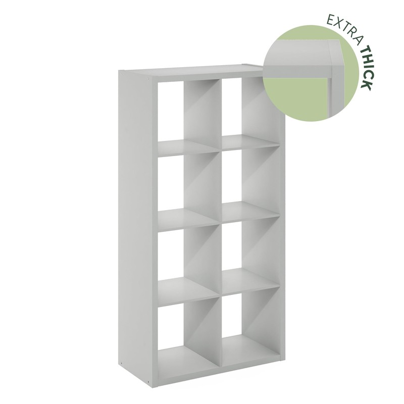 Furinno Cubicle Open Back Decorative Cube Storage Organizer, 8-Cube, Light