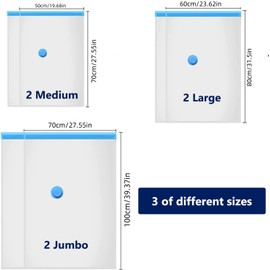 6-teiliges Vakuum-Aufbewahrungsbeutel-Set, wiederverwendbare Kleidung Aufbewahrungsbeutel, Heimaufbewahrung Kompressionsbeutel, verwendet für Kleidung, Kissen, Bettwäsche enthält Pumpe