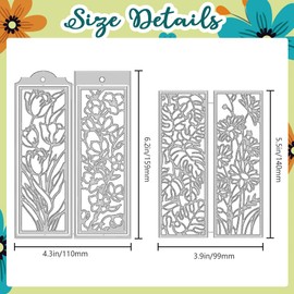 DELORIGIN Plants Bookmarks Cutting Dies Flower Dies Cut Carbon Steel Die Cuts Embossing Stencils Template Dies for Card Making Decoration DIY Bookmarks Album Paper Crafts Supplies