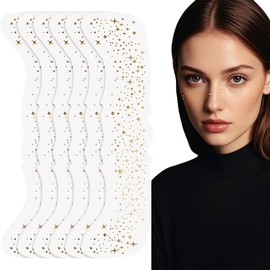 6PCS Glitter Freckles Face Tattoo, Silver Makeup Face Glitter Speckles Patches, Waterproof Glow Up Speckle Freckle, Sparkle Temporary Face Tattoos for Women, Girls, Christmas, Festivals, Party(Silver)