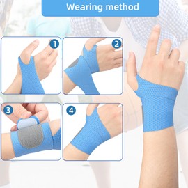 Ultra Thin Wrist Compression Band [2 PCS] Slim and Colorful Wrist Brace Flexible Wrist Support for Men and Women Adjustable Sports Lightweight Fits Both Hands (blue)