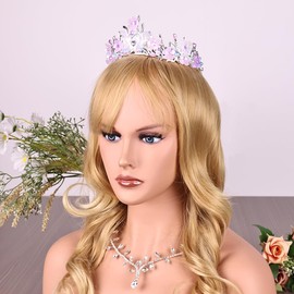 Tiaras Crown for Women, Bride Royal Queen Crown Pearl Rhinestone Princess Headband Quinceanera Hair Acessories Tiaras and Crown Jewelry for Porm Party (Purple Butterfly Pearl)