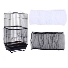 2Pcs Bird Cage Cover Mesh Netting,Nylon Mesh Net Cover,Universal Birdcage Dust Guard and Splash Proof Cloth, Elastic Fit, Lightweight, Breathable, Easy to Clean,Bird Cage Accessories（White+Black）