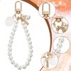 2 Pcs Faux Pearl Keychain Straps Beaded Keyring Lanyard White