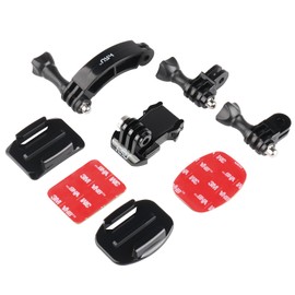 HSU Helmet Mounts Set for Go Pro Action Cameras, Extension Arms Quick Release Buckle Clip Accessories Kit Motorcycle Curved Chin Adapters