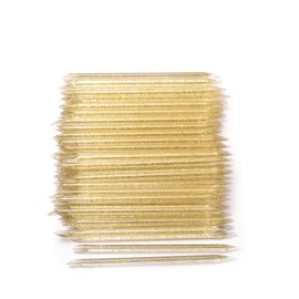 siyuwuro 100Pcs Disposable Nail Sticks Double-End Nail Cuticle Pusher Remover Nail Care Stick Cleaning Stick for Fingernail Manicure Pedicure Tool (Gold)