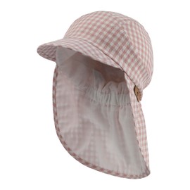 Sterntaler Vichy Checked Peaked Cap with Neck Protection - Peaked Cap Baby Protects the Head on Warm Days - UV 50+ Sun Cap Baby Unisex Lined with Soft Cotton Fabric, rosewood