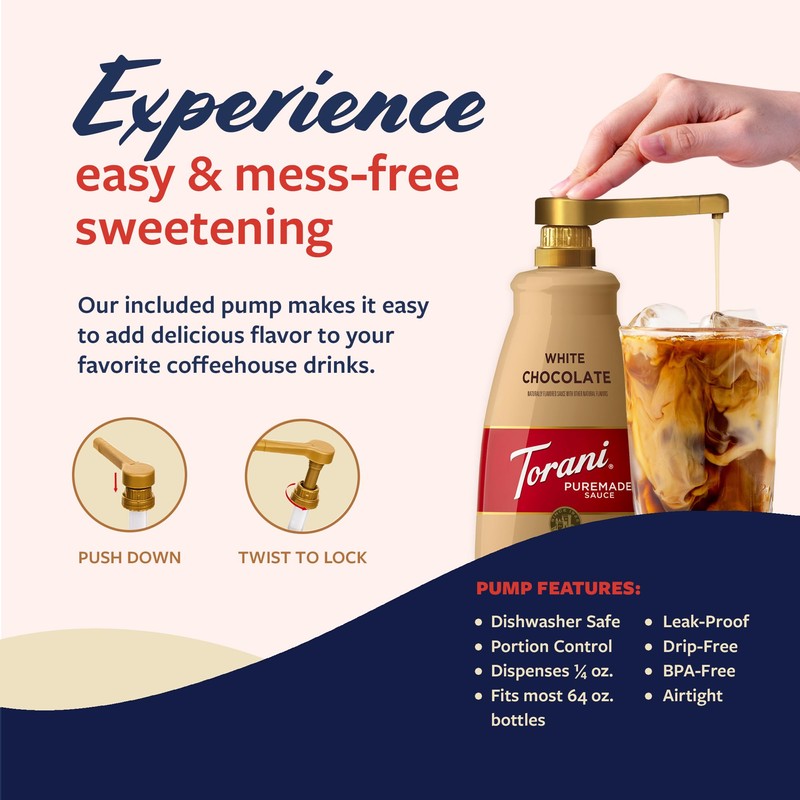 Torani Puremade White Chocolate Sauce for Coffeehouse Drinks and Desserts,