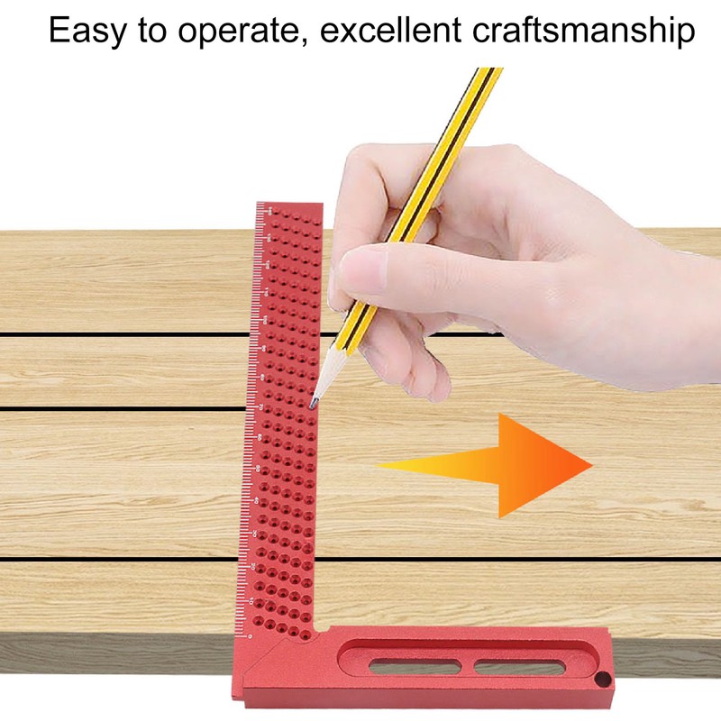 Hole Scribing Ruler Aluminium Alloy Woodworking Right Angle Ruler 45