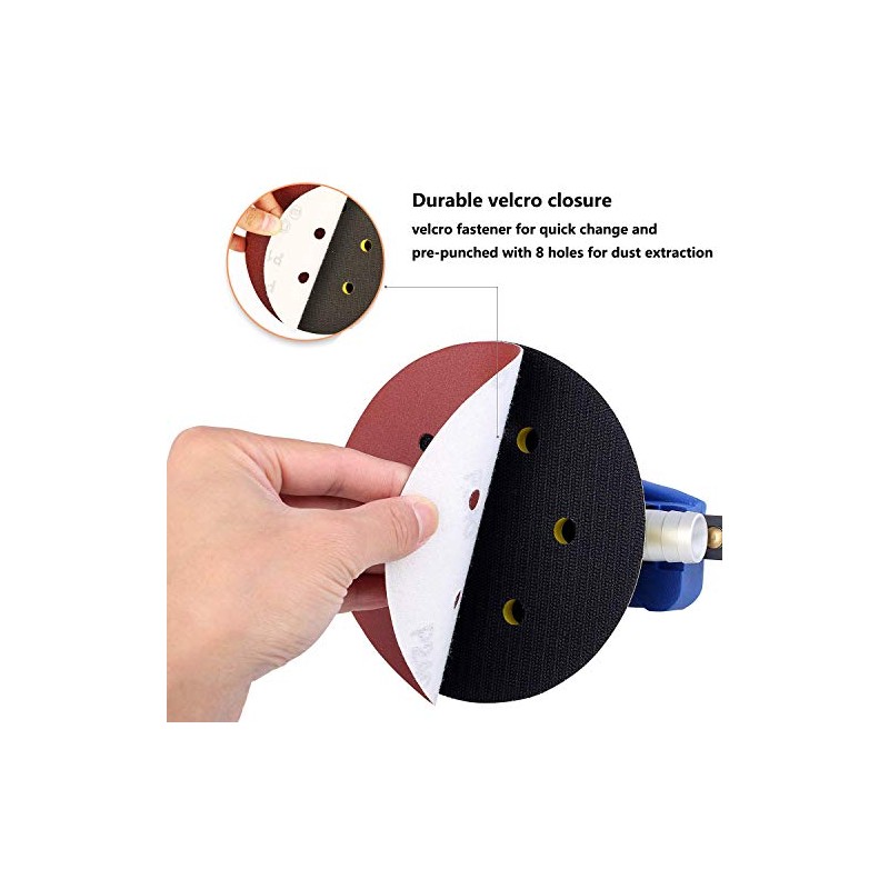 100PCS 125mm Sanding Discs Round 8 Hole Sanding Discs Pads