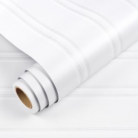 YENHOME 17.5"X118" Faux Beadboard Wallpaper Peel and Stick White Grey Beadboard Wallpaper for Bathroom Ceiling Removable Wainscoting Peel and Stick Wall Paper No Textured Contact Paper for Cabinets