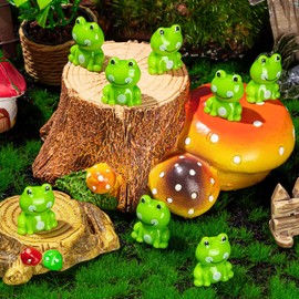 LHSYFBZ - 200 piezas de ranas de resina, mini cifras de rana, pequeñas ranas de plástico en miniatura para jardín de hadas, decoración de paisaje de musgo en miniatura