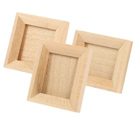 BESTonZON Dollhouse Miniature Wood Photo Frames 3pcs Set Unfinished Diy Craft for Room Box House Model Decorations