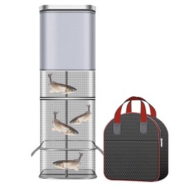 Fish Traps for Fishing | Square Crawdad Trap | Thickened Minnow Basket Guard Crawfish Net Bag for River Aquarium Saltwater Freshwater Crab Shrimp Turtle Daily Use Beginners