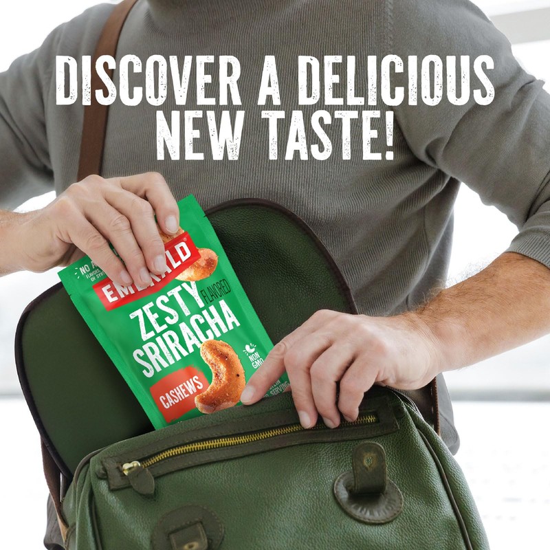 Emerald Nuts Sriracha Seasoned Cashews (1-Pack) | 5 Oz Resealable